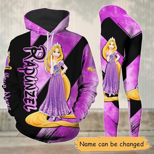 Disney Rapunzel Hoodie Legging Set, Rapunzel Princess Hoodie, Disney Princess Leggings, Yoga Pants Women, Gift For Her Women