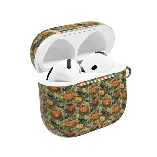 Jack o Lantern Halloween AirPods Case for 1 2 3 4 Pro, Spooky Fall Ghost Design