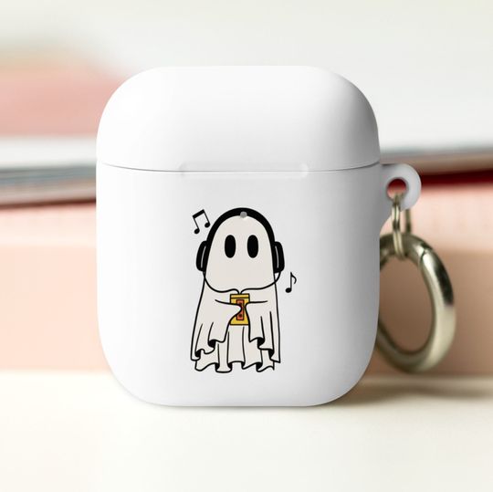 Rubber Case for AirPods, Ghost case, Ghost listening to music, ghostly tunes