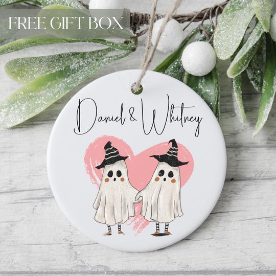 Halloween Gift For Couples, Personalized Halloween Ghost Ornament with Names