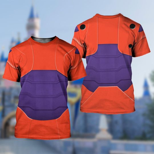 Disney Baymax Armor Wings Render 3D T-Shirt, Big Hero 6 Shirt, Baymax Costume Shirt, Baymax Cartoon Cosplay Costume Tee