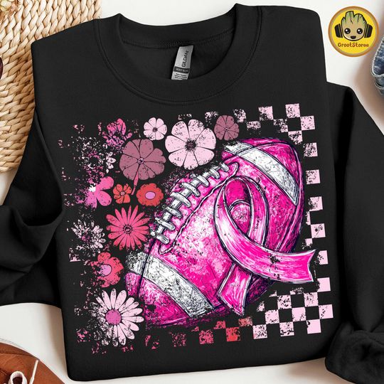 Retro Football Pink Out, Breast Cancer Awareness, Pink Ribbon, Game Day Tackle Cancer