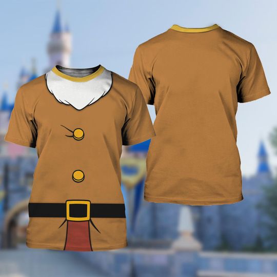 Snow White and Seven Dwarfs Costume Cosplay 3D Shirt, Sneezy Dwarfs Halloween Costume Shirt, Princess Cosplay 3D Group Matching Tee