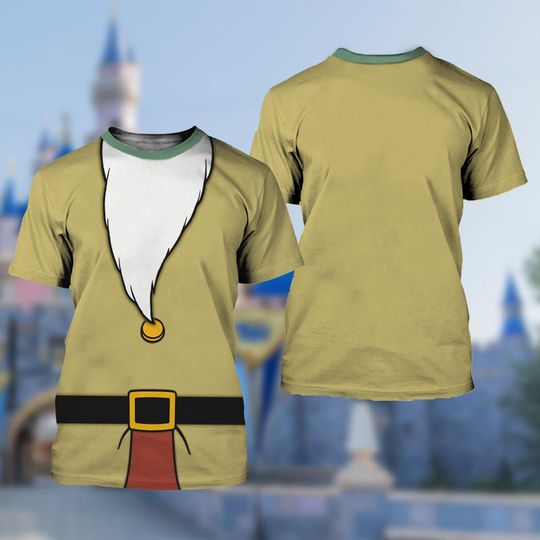 Snow White and Seven Dwarfs Costume Cosplay 3D T-Shirt, Sleepy Dwarfs Halloween Costume Shirt, Princess All Over Print 3D Group Matching