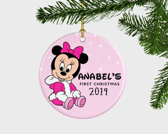 Minnie Mouse First Christmas Ornament, Personalized Minnie Mouse Ornament