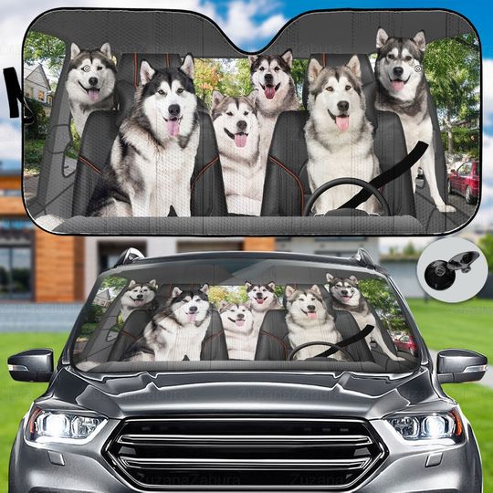 Alaskan Malamute Car Sun Shade, Alaska Car Accessory, Alaska Dog Car Sunshade, Alaska Sun Shade, Mother Gift, Funny Dog Car Sunshade