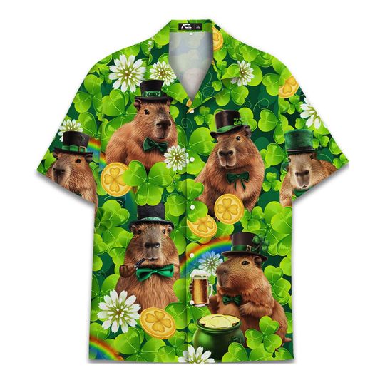Funny St Patrick Capybara Hawaiian Shirts, Saint Patrick Shirt, Hawaiian Shirts