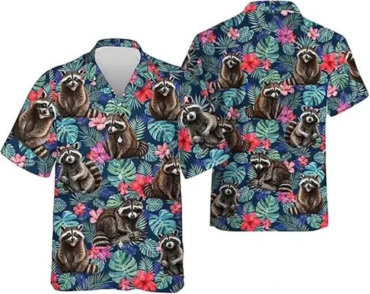 Tropical Raccoon Hawaiian Shirt Funny Animal Print Summer