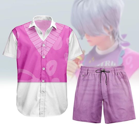 Mystery Saja Boys Cosplay Hawaiian Shirt and Short, Kpop Demon Hunters Costume, Mystery Saja Short For Men, Mystery Saja Fan