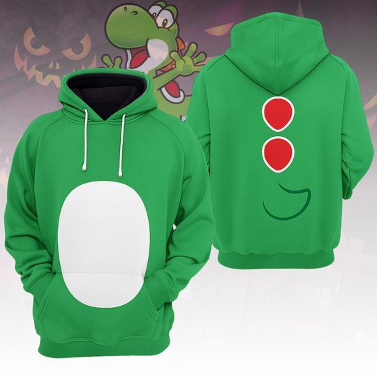 Yoshi Dino Costume Hoodie, Green Dinosaur Cosplay Hoodie For Fans, Unisex Kawaii Hoodie For Men And Women, Green Dino Game Hoodie