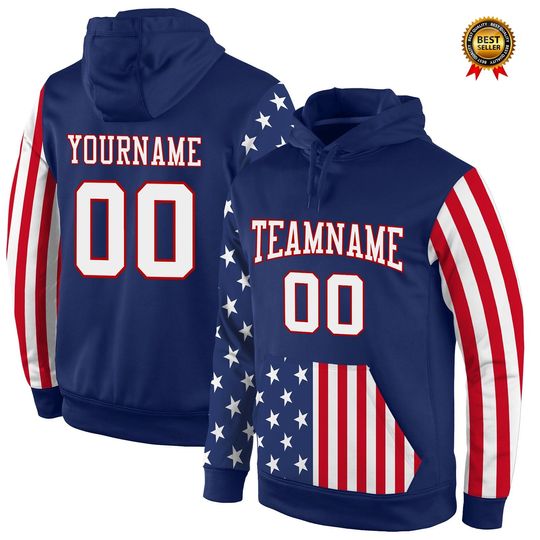 Custom American Flag Hoodie - Personalized Stars and Stripes Design