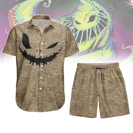 Halloween Oogie Boogie Button Shirt, Boogie Man Hawaiian Shirt, The Nightmare Before Christmas Shirt, Halloween Shirt, Movie Men Shorts
