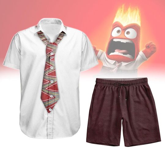 Anger Inside Out Button Shirt, Men Shorts, Disney Anger Hawaiian Shirt, Disney Emotions Pixar Outfit, Disneyworld Shirt, Halloween Gift