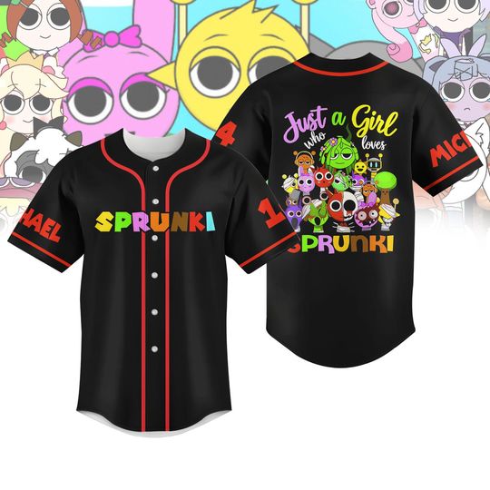 Custom Sprunki Baseball Jersey, Just A Girl Who Loves Sprunki Shirt, Sprunki Game Baseball Shirt, Sprunki Fan Shirt, Roblox Cool Game