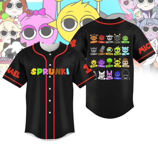 Custom Sprunki Game Shirt, Sprunki Fan Baseball Jersey, Sprunki Shirt For Boy, Roblox Cool Game, Sprunki Fan Merch, Sprunki Kids Shirt