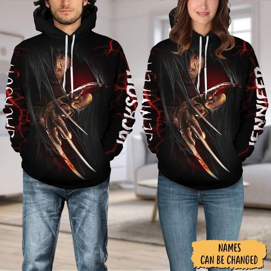 Freddy Krueger Hoodie, Personalized Hoodie, Freddy Krueger Shirt, Horror Movie Unisex Hoodie, Nightmare on Elm Street, Halloween Gift