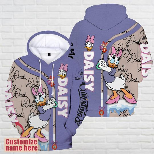 Daisy Duck 3D Hoodie, Disney Duck Hoodie, Custom Name Hoodie