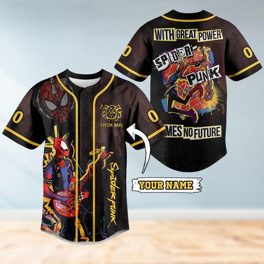 Custom Spider Man Baseball Jersey, Marvel Shirt, Peter Parker Baseball Shirt, Spider Punk Shirt, Superhero Jersey, Spiderman Gift