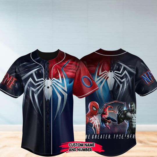 Custom Spider Man Baseball Jersey, Spiderman Venom Shirt, Spiderman Baseball Shirt, Disney Movie Shirt, Marvel Avengers Jersey