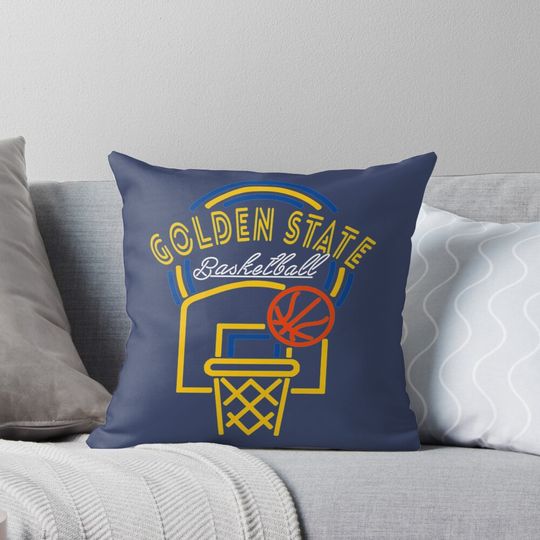 Neon Golden State Basketball Pillow, Basketball Gift, Gift for Fan