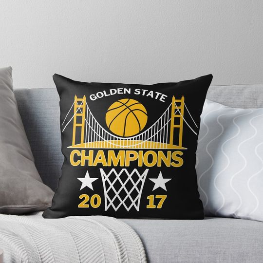 Golden State Champions with Golden Gate Bridge 2017 Pillow, Basketball Gift, Gift for Fan