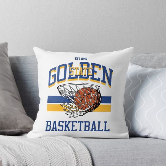 Golden State Basketball Varsity Style  Pillow, Basketball Gift, Gift for Fan