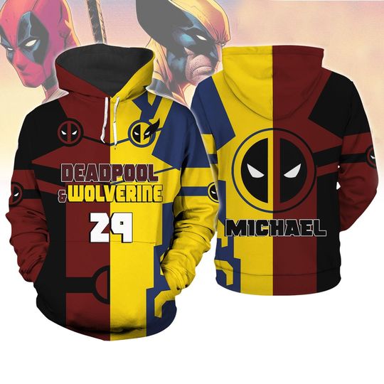 Halloween Deadpool And Wolverine Costume Hoodie, Deadpool Shirt, Superhero Sweatshirt, Men's Halloween Cosplay Costume