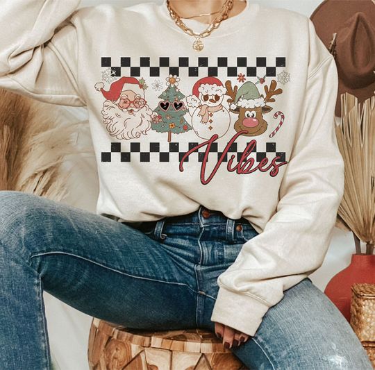 Retro Pink Christmas Vibes Sublimation, Santa Claus & Christmas Design