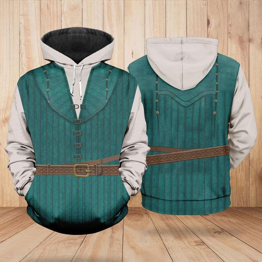 Flynn Rider Costume Hoodie, Tangled Disney Shirt for Men, Rapunzel Cosplay Sweatshirt, Halloween 3D Pullover Hoodie