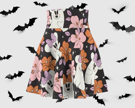 Magical Spooky Floral Mouse Ghost Halloween Running Skirt