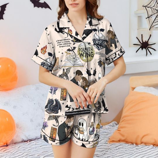Fourth Wing Revolution Fly Or Die Pajamas Set, Dragon Bookish Bridal Party Pajamas, Dragon Matching Pajamas Women, Retro Pjs For Party