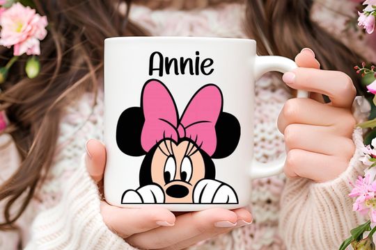 Personalized Minnie Mug, Minnie Mickey mug with pre-name, personalized ceramic mugs