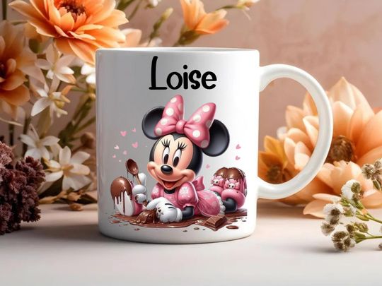 Personalized Minnie Mouse Mug, Minnie Mickey mug with pre-name, personalized ceramic mugs