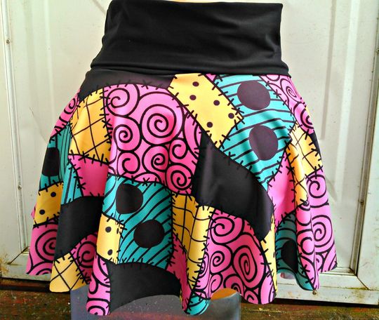 Sally patchwork mini Skater Skirt Nightmare Cosplay Before christmas