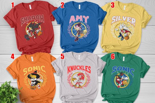 Sonic the Hedgehog Costume Shirt, Sonic Characters Shirt, Miles Tails Power Amy Rose Shirt, Matching Family Halloween Group Shirt