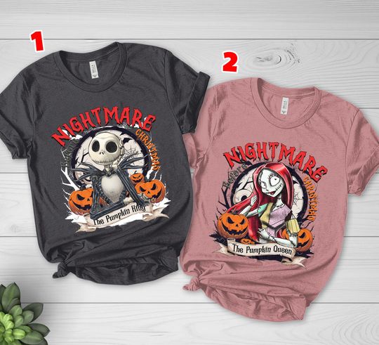 Jack And Sally Halloween Couple Shirt, Nightmare Before Christmas Shirt, Jack Skellington The Pumpkin King, Zero Sally Pumpkin Queen