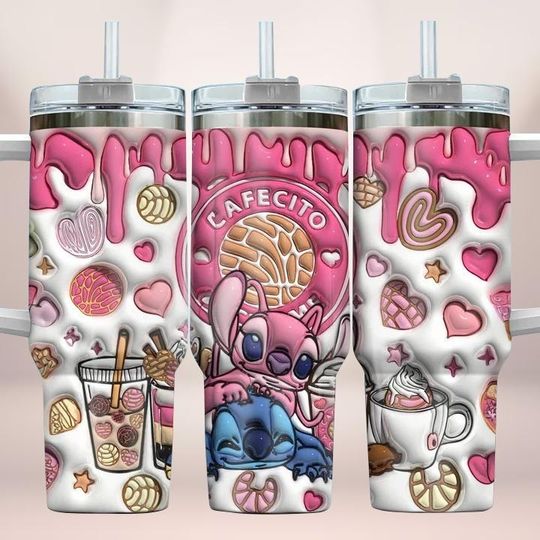 Stitch And Angel 40oz Tumbler, Disney Stitch Stainless Tumbler, Ohana Means Family Tumbler Cup, Disneyland Trip, Magic Kingdom Gift