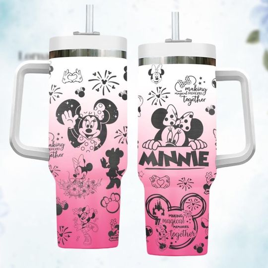 Pink Minnie Mouse Tumbler 40 oz, Minnie Making Magical Memories Together Tumbler
