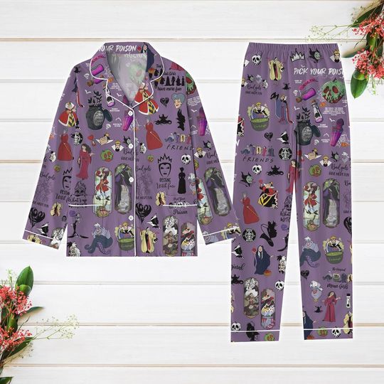 Maleficent Pajamas Set, Disney Villains Women Pajamas, Bad Witch Club Thick Pajamas, Evil Queen Shirt, Disney World Shirt