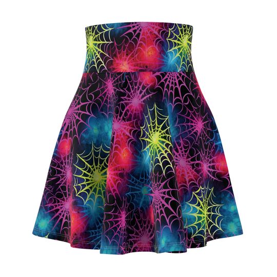Spiderweb Skater Skirt, Halloween Fashion, Boho Style, Women's Party Skirt