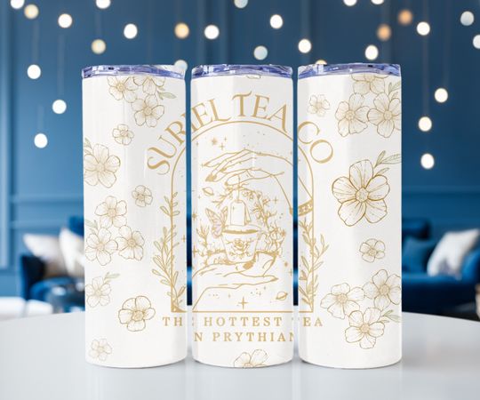 Acotar Suriel Tea and Co, inspired 20oz skinny tumbler, ACOTAR, Sarah J Maas inspired, booktok, booklover gif for her book covers bat boys