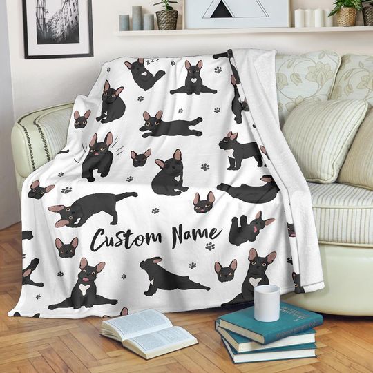 French Bulldog Custom Name Blanket / Bulldog Throw Blanket / Bulldog Throw Blanket / Bulldog Cozy Blanket / Bulldog Adult Kid Blanket /Gift