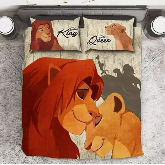 The Lion King Her King His Queen Simba And Nala Couple 3D Quilt Bedding Set