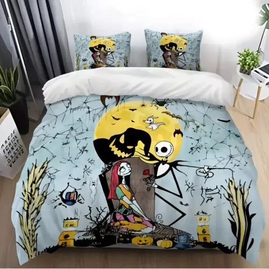 Jack Skellington & Sally Trule Love Never Dies Nightmare 3D Quilt Bedding Set