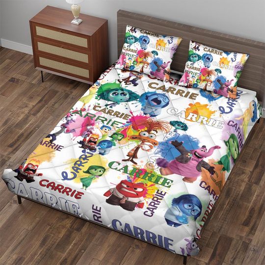 CustomDisney Pixar Inside Out 2 Characters Bedding Set, Inside Out Friends, Custom Name Bedding Set