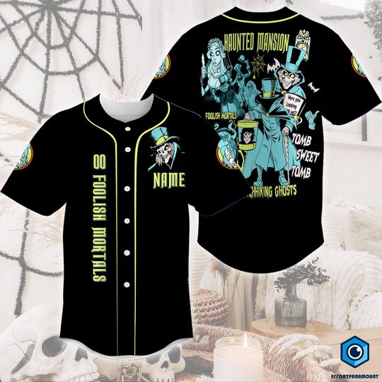 Custom The Haunted Mansion Baseball Jersey, Halloween Haunted Mansion Shirt, Hitchhiking Ghosts Baseball Jersey, Halloween Jersey Shirt