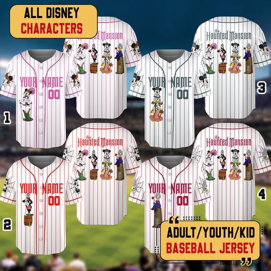 Custom Haunted Mansion Halloween Baseball Jersey, Mickey And Friends Halloween Matching Jersey, Mickey Halloween Party, Halloween Jersey