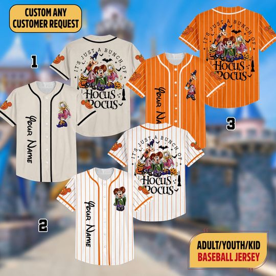Custom Mickey & Friends Halloween Baseball Jersey, Disney Halloween Baseball Jersey, Hocus Pocus Jersey, Spooky Season Disney Pumpkin Jersey