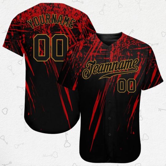 Custom Blood Splatter Baseball Jersey  Personalized Horror Team Shirt  Halloween Streetwear