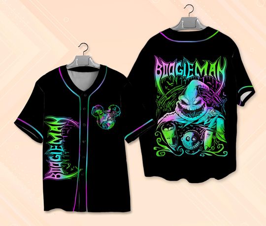 Neon Halloween Oogie Boogie Baseball Jersey, Disney Halloween Party Shirt